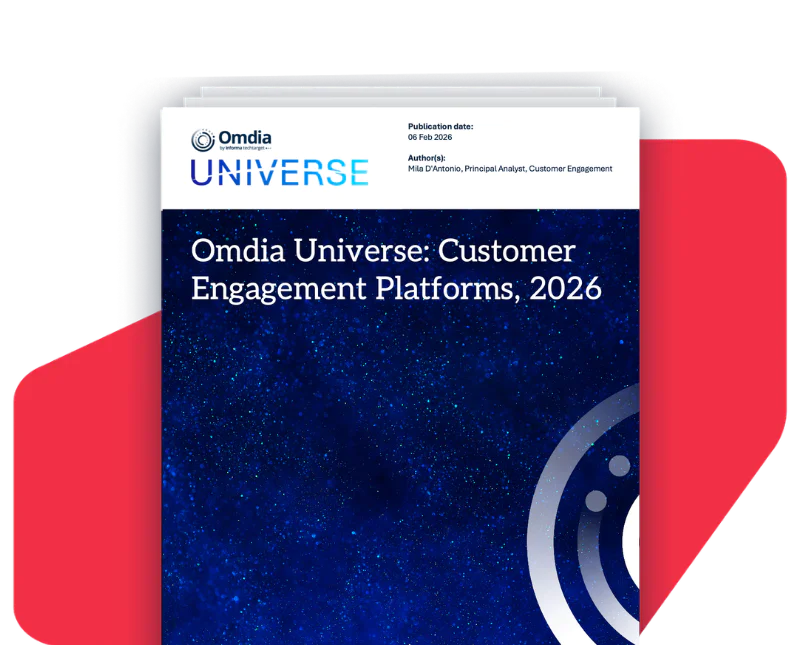 Cover of the Omdia Universe report titled Customer Engagement Platforms, 2026