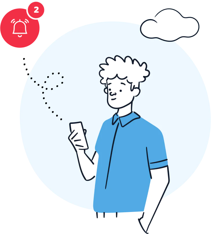 A customer is receiving push notifications. A customer is receiving push notifications.