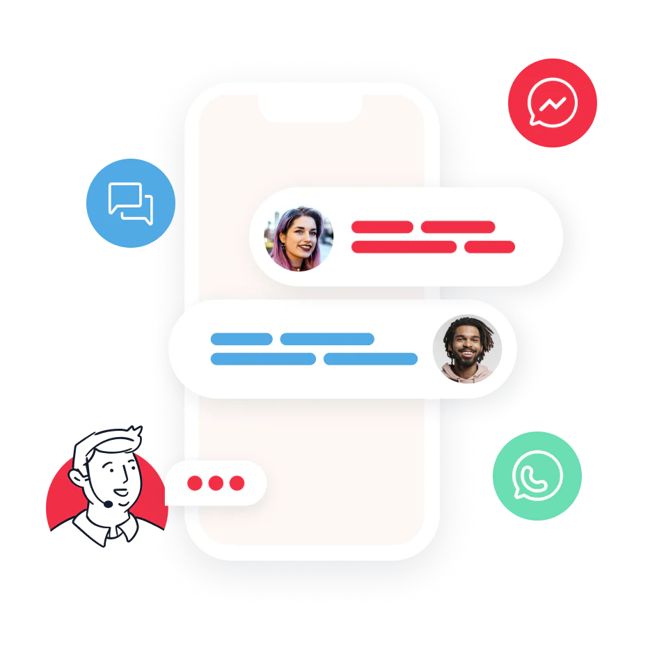 Illustration of a two-way engagement over SMS and other preferred channels with a single API.