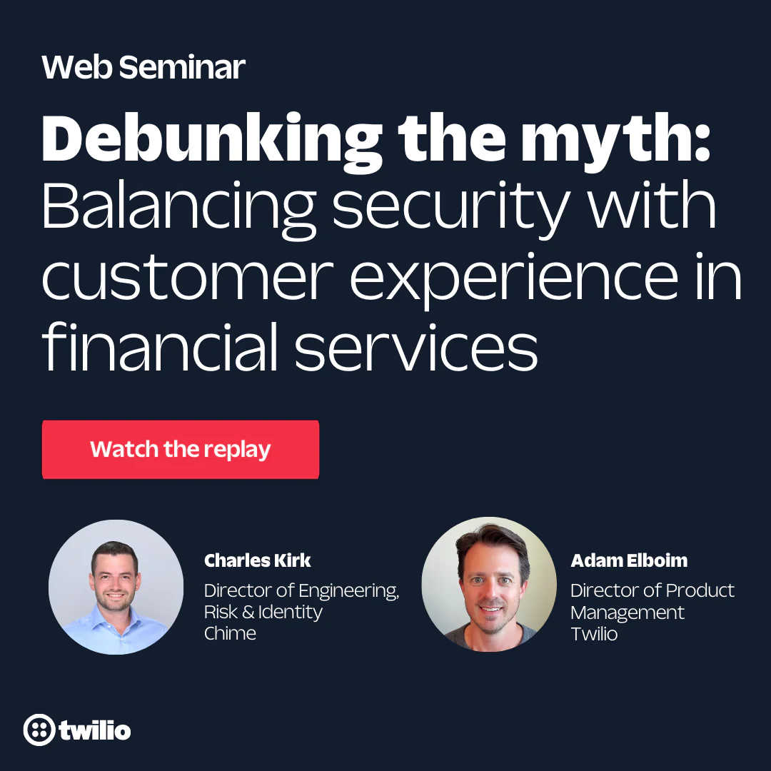 Icon of a network Web seminar on debunking myths in financial services with Adam Elboim and Charles Kirk, hosted by Twilio.