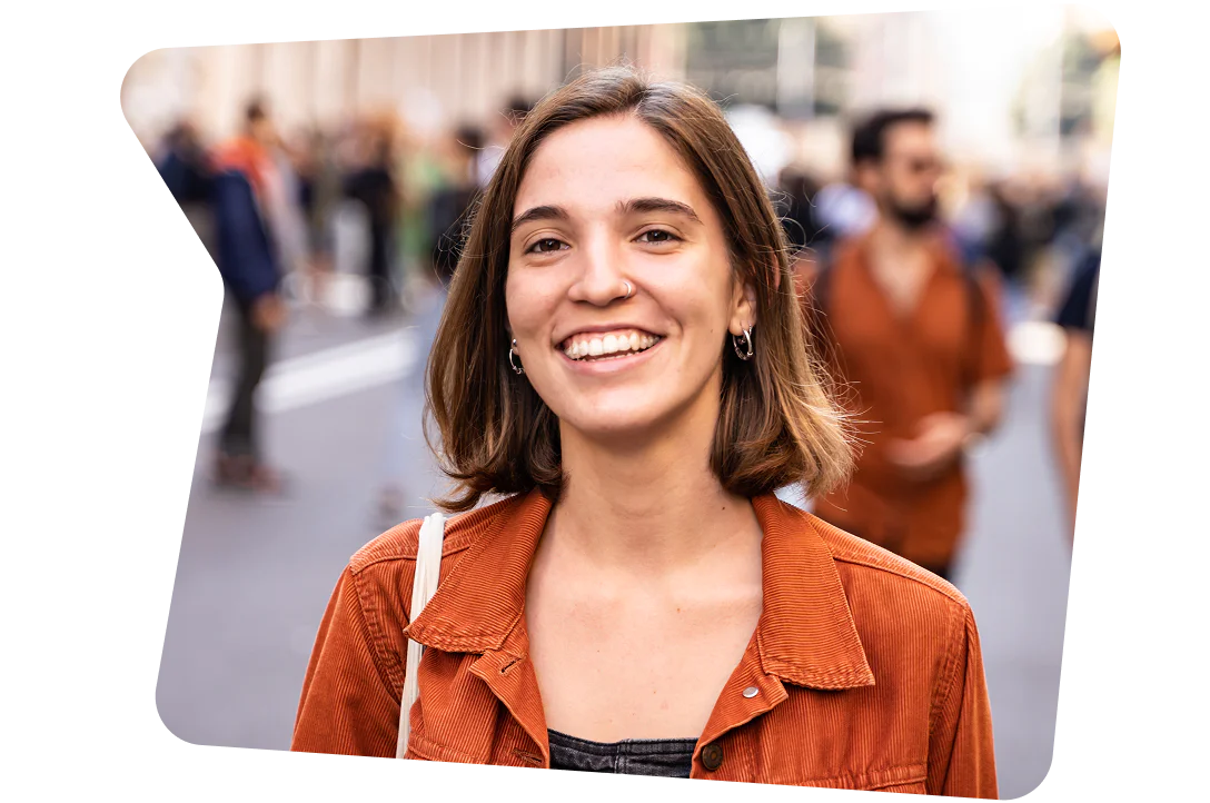 Woman interacting with digital elements No credit card required