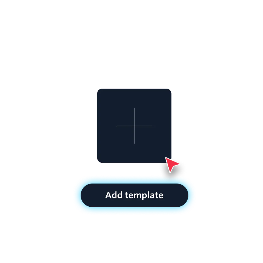 Interface with an Add Template button and a red pointer arrow.