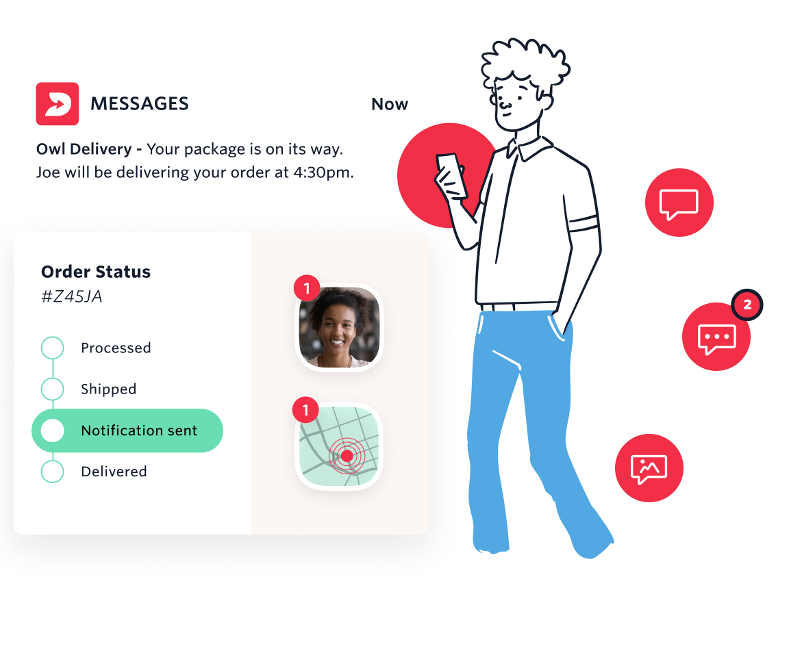 Illustration of business connecting to customer through preferred channels