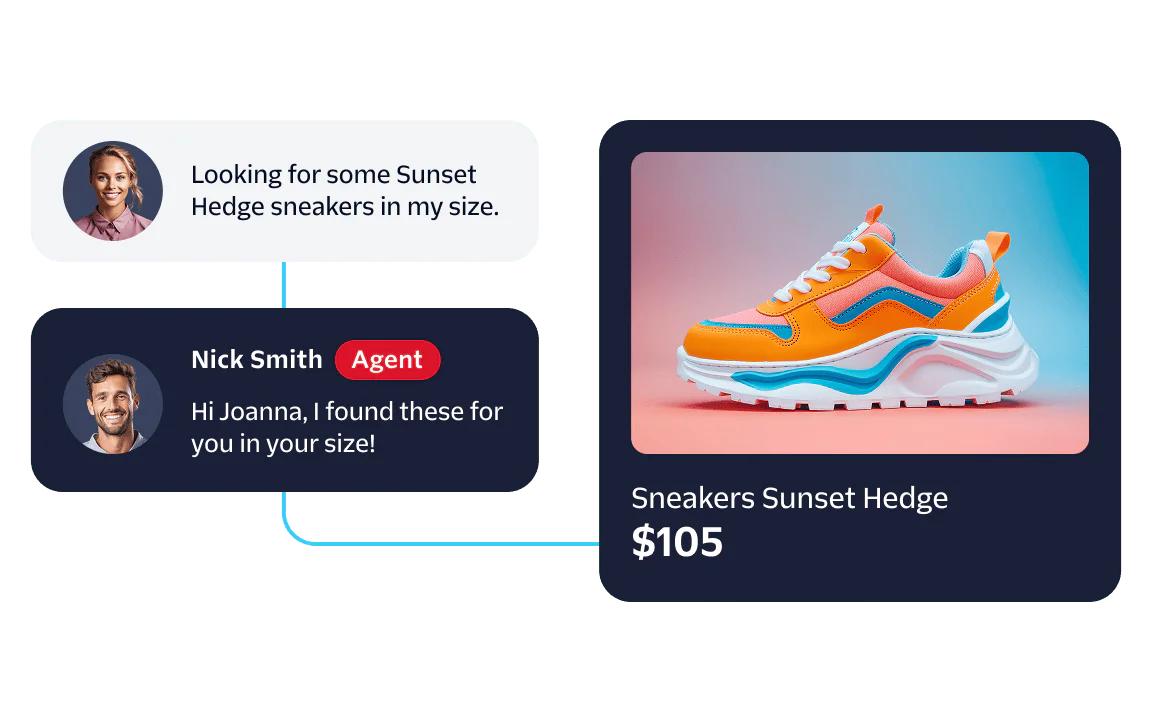 Agent helping customer find Sunset Hedge sneakers in their size.