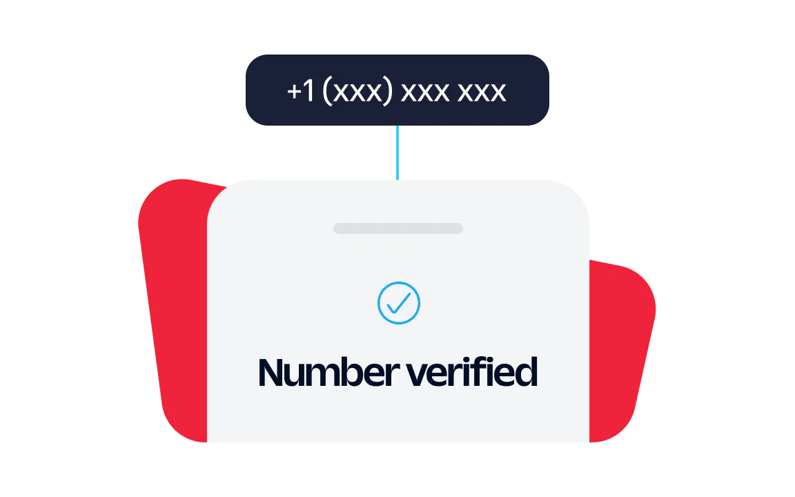 A phone number with the text Number verified and a check mark indicating verification.