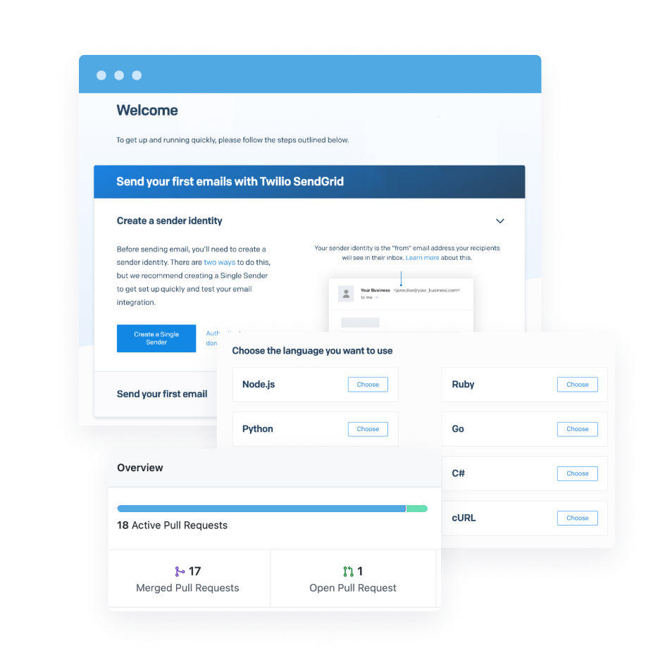 Twilio SendGrid's Email API only takes a few lines of code to get started