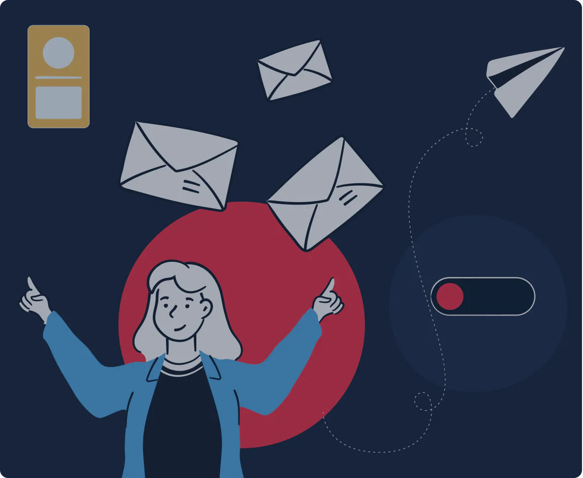 Illustration of a marketer orchestrating email campaigns with Twilio SendGrid Marketing Campaigns. 