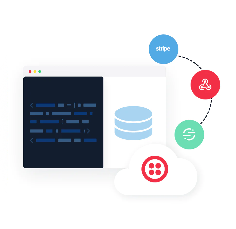 Node js code connected to a database integrating different 3rth party services.