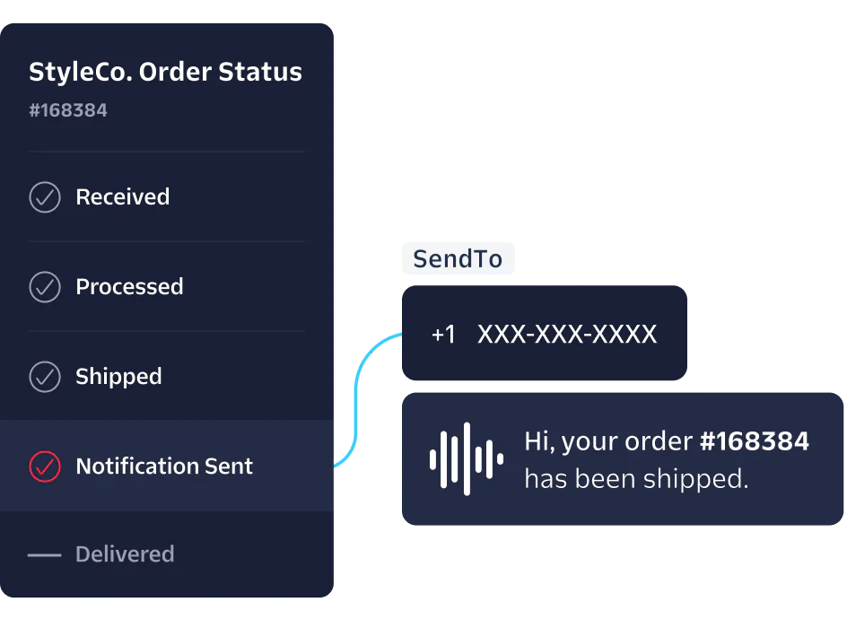 Use Twilio Voice to notifying your customer through a masked number