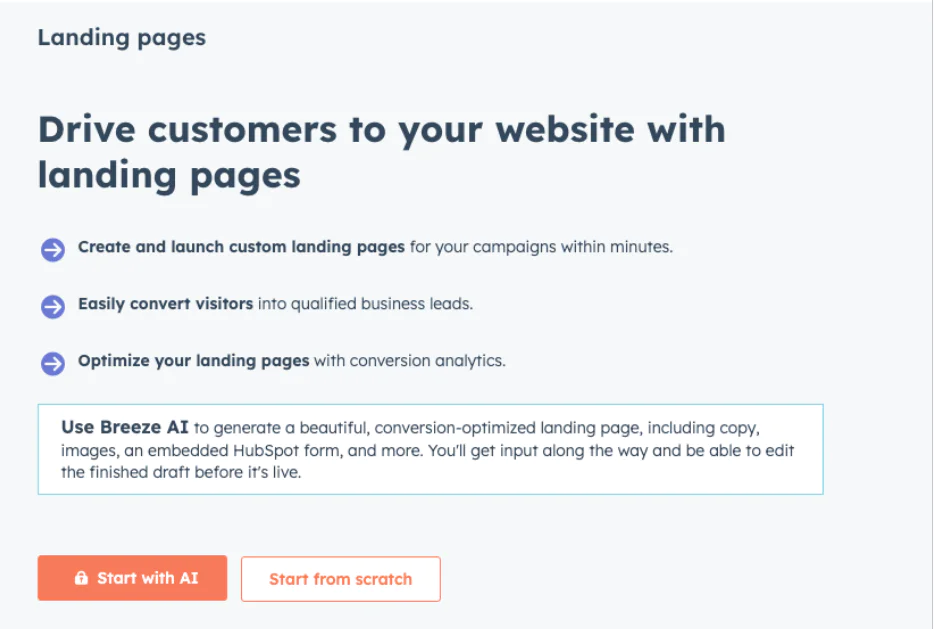 Landing pages marketing tool description for creating and optimizing website landing pages.