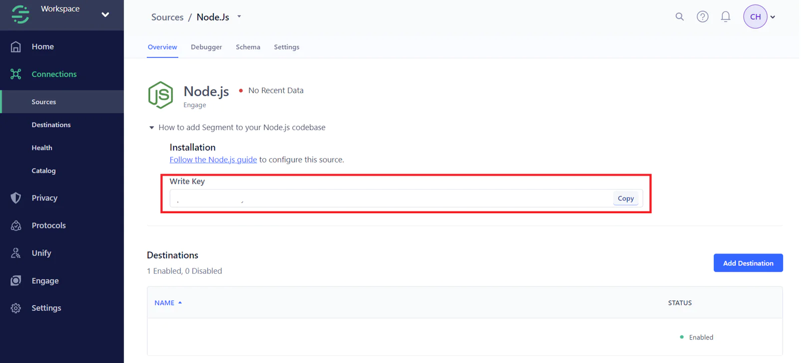 Attribution source settings in Segment.