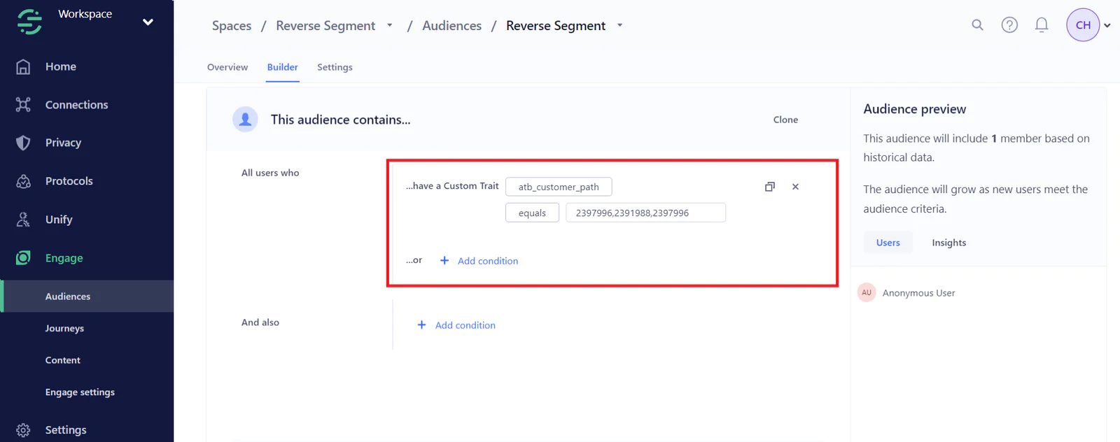 Example of audience segmentation for retargeting.
