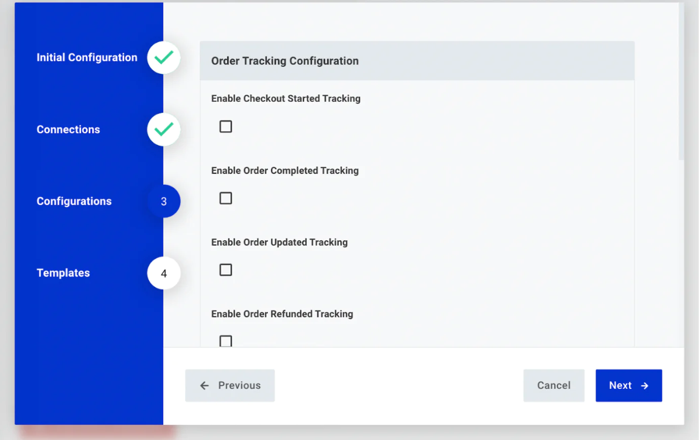 Choosing events you want to enable
