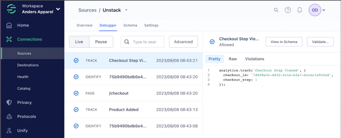 Segment WorkSpace debugger mode