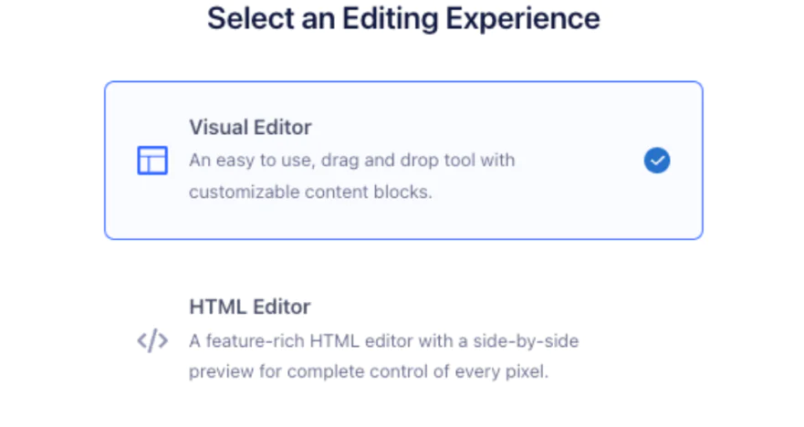 Visual editor experience
