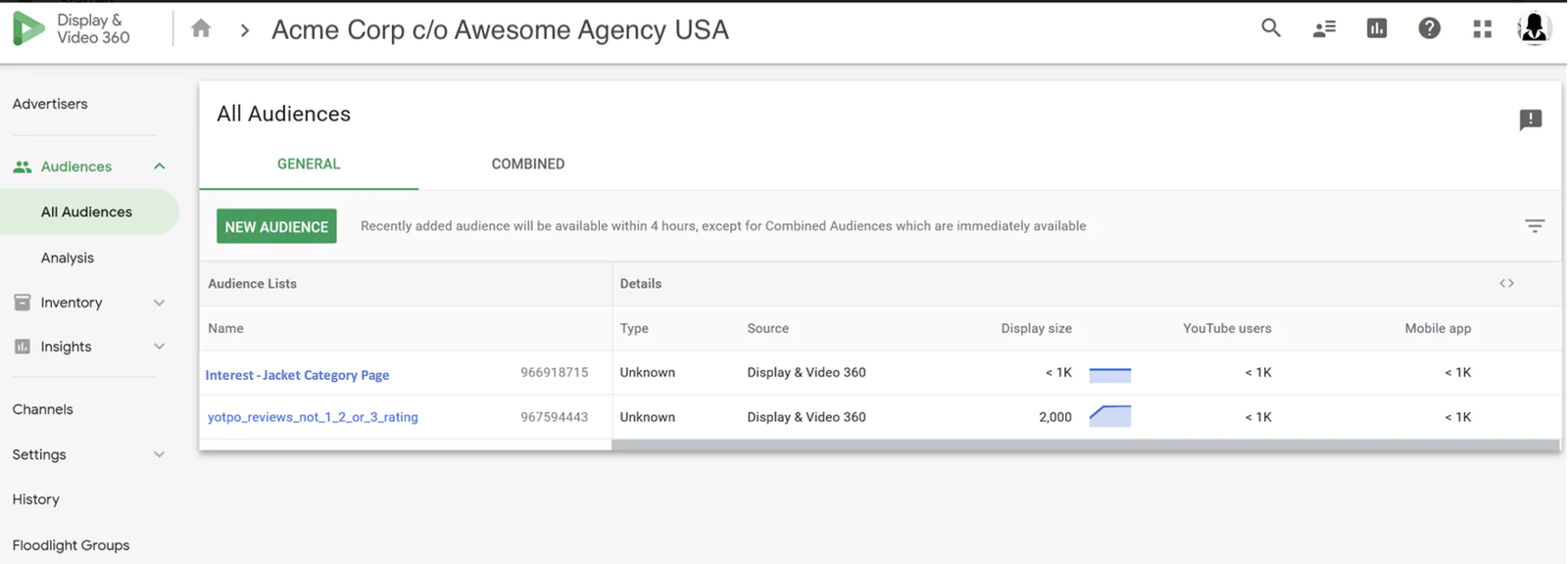Verify Google audience in DV360