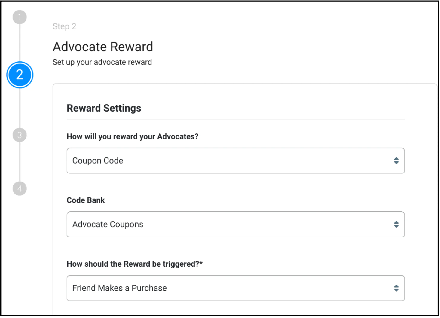 Setting referral rewards in Friendbuy.
