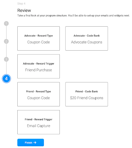 Friend incentive configuration in Friendbuy.