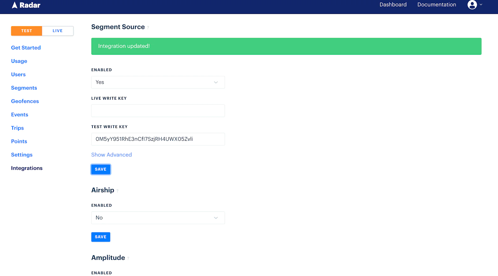 Setting up Radar as a source in Segment.
