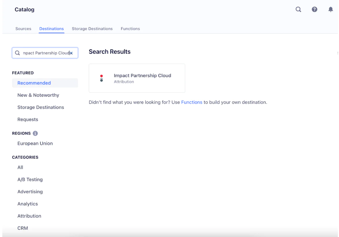 Add impact.com as destination
