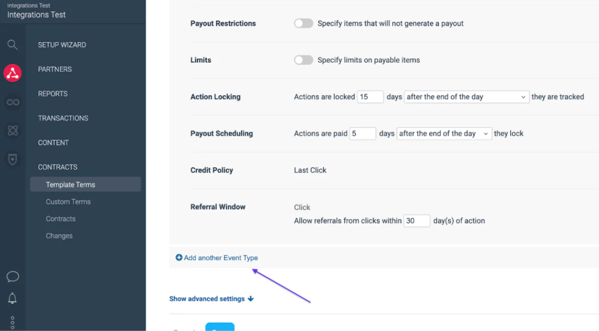 Setup template terms