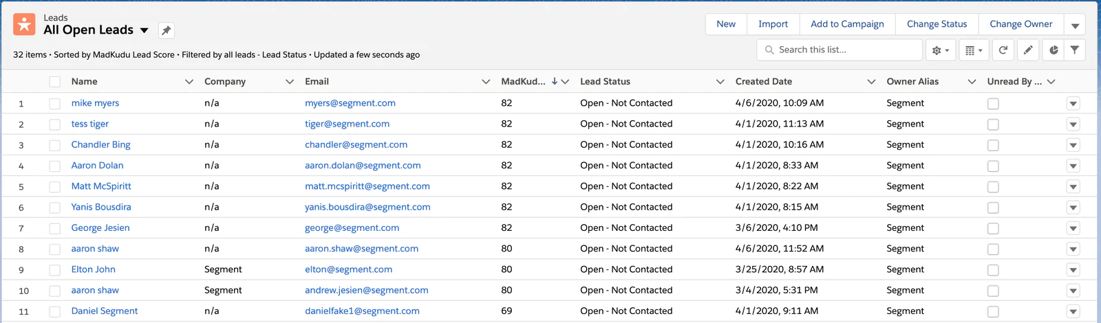 Lead scoring leveraging MadKudu