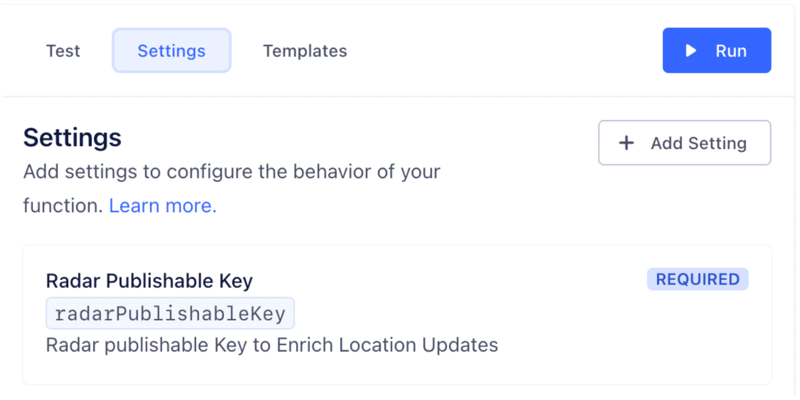 Adding the Radar Publishable Key