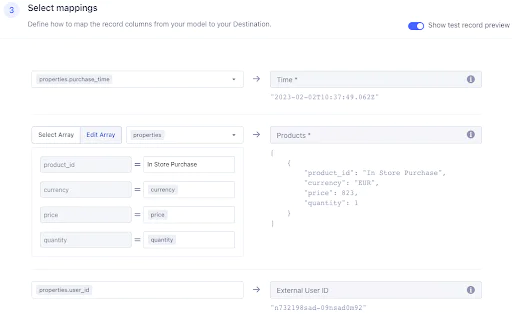 Set up your mappings, mapping the columns to the relevant Braze field
