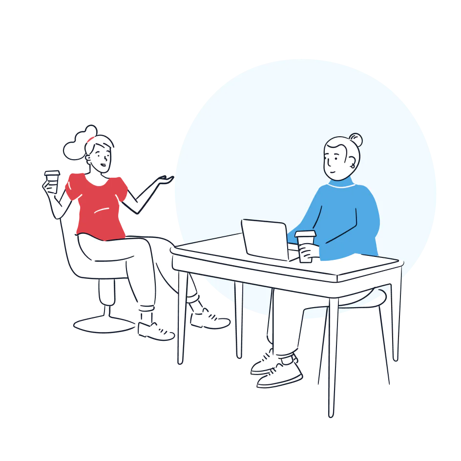 Illustrated collaboration of a customer with Twilio experts to plan a successful project.