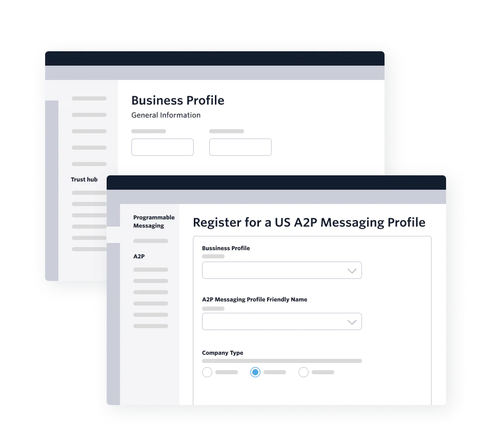 UI Register page through Trust Hub for a KYC initiatives including 10DLC and SHAKEN/STIR.