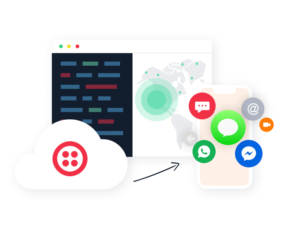 UI showing how to instantly reach customers across the globe with different communication channels UI showing how to instantly reach customers across the globe with different communication channels