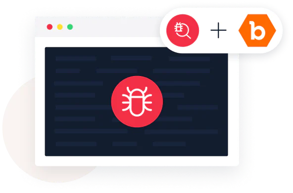 Illustrated screen with security badge and analytical icons in a circular flow.