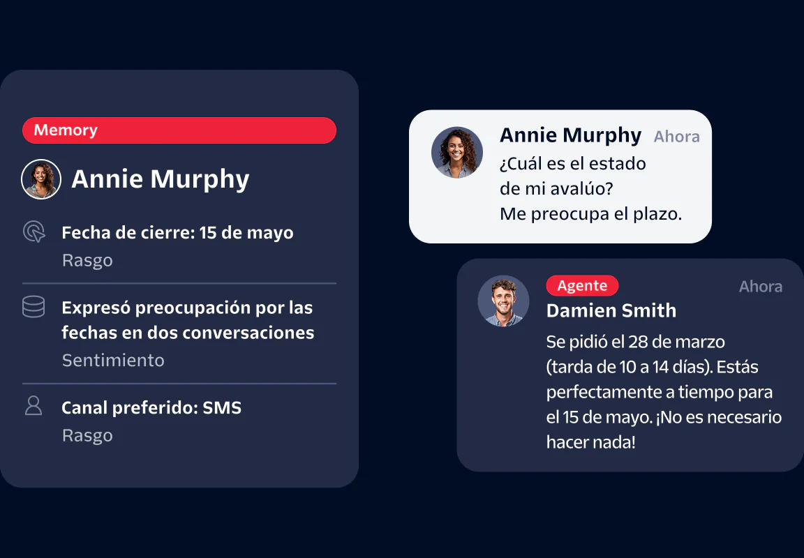 Chat between Annie Murphy and agent about appraisal status and timeline on a messaging platform.