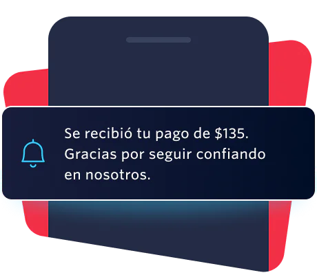 Smartphone screen showing notification of payment received for $135 with a thank you message.