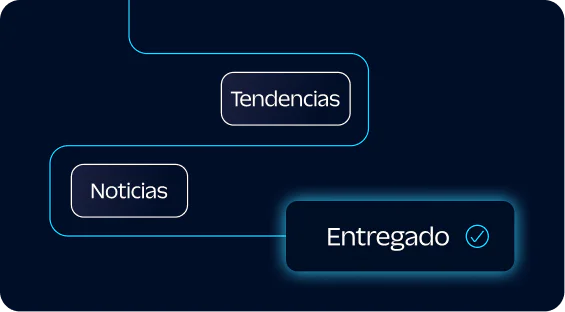 Data Flow Visualization in Dark Mode Flowchart showing News and Trends leading to Delivered on a dark background.