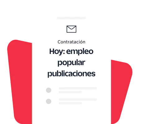 Phone screen showing Today's hot job postings with an envelope icon and a red background design