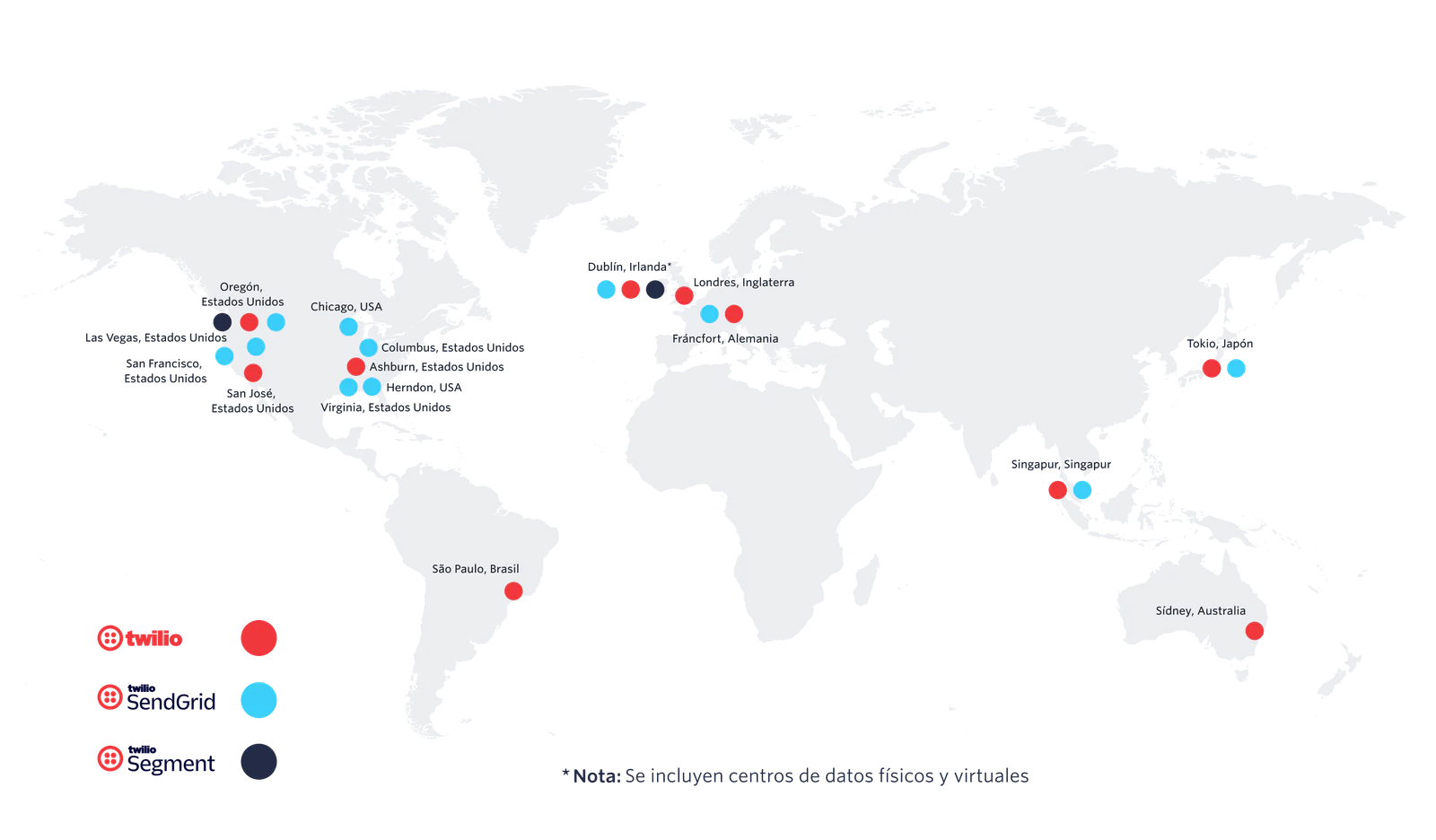 Map with data centers all over the world