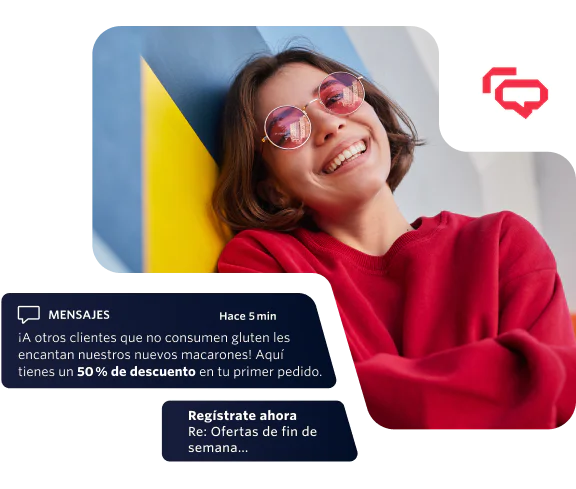 Illustration of a business sending delivery status updates to a customer on their preferred channel.