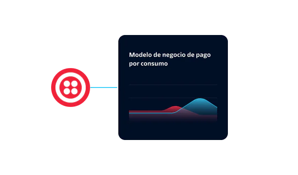Illustration showing the pay-as-you-go business model with a graph of varying usage trends.