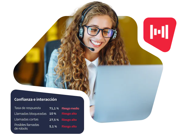 Smiling woman with headset using a laptop, showing network issues list