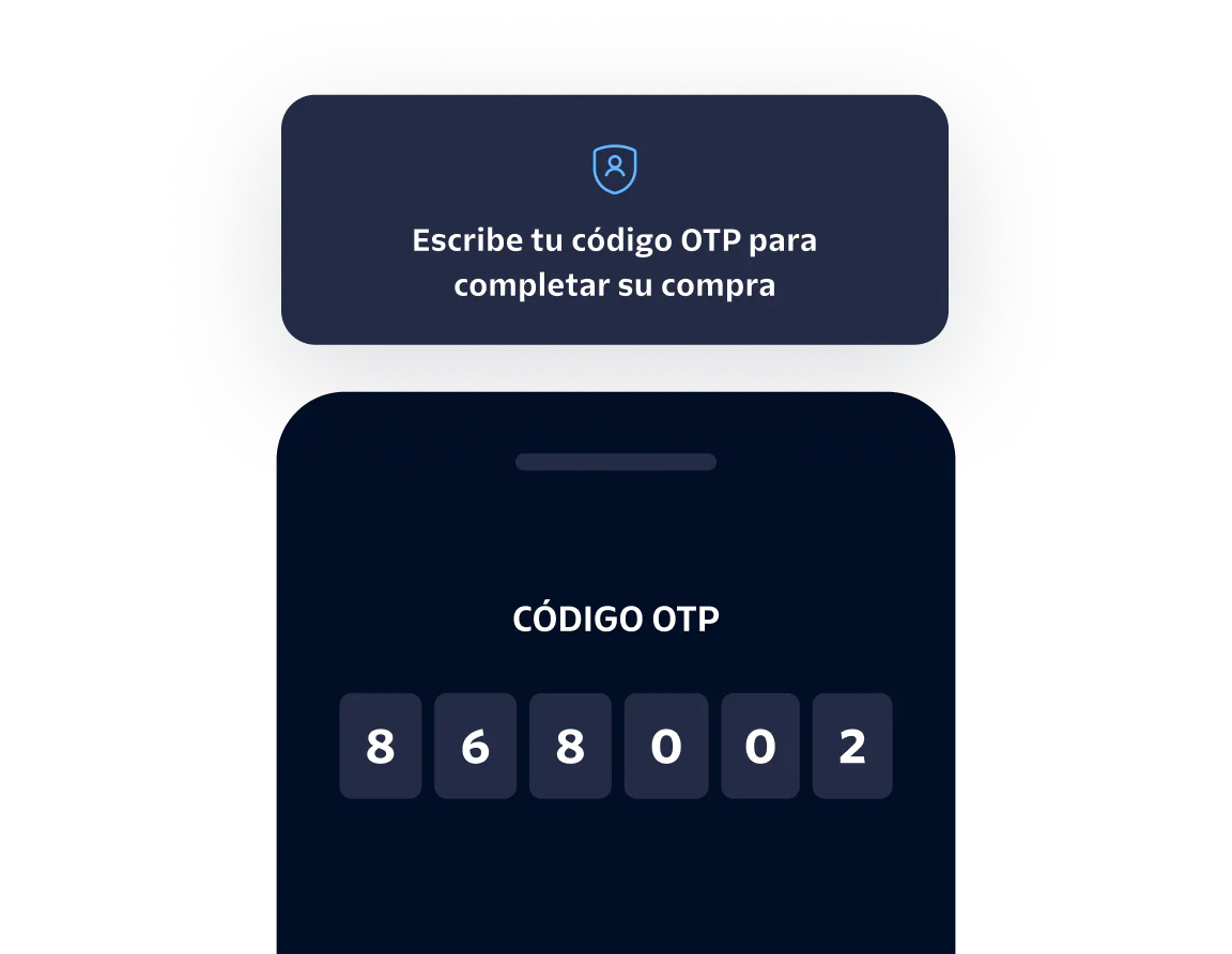 Mobile screen displaying a prompt to enter OTP code with six digits already filled in.