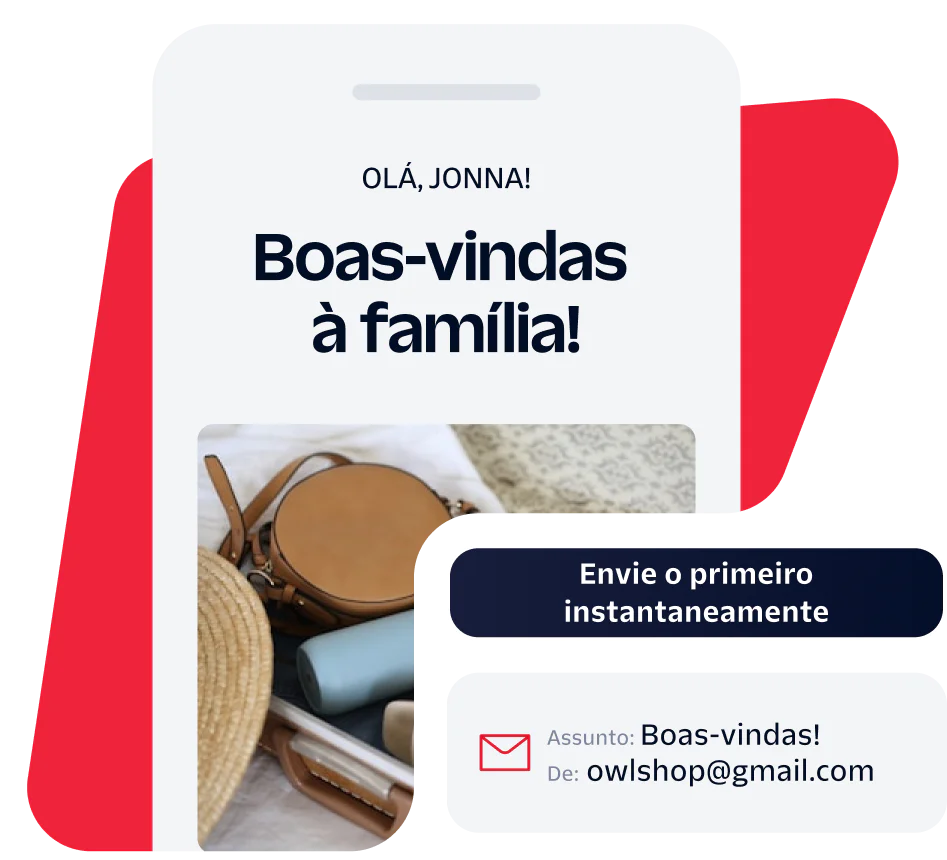Email welcoming Jonna with a message and a button to send an email from owlshop@gmail.com.