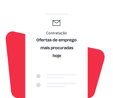 Phone screen showing Today's hot job postings with an envelope icon and a red background design