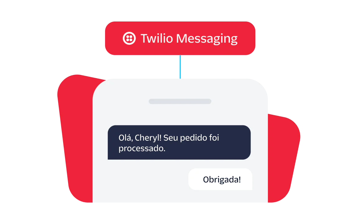 Screenshot showing Twilio Messaging service confirming an order with text messages.