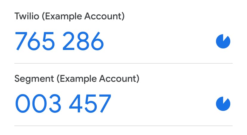 Example TOTP accounts in Google Authenticator