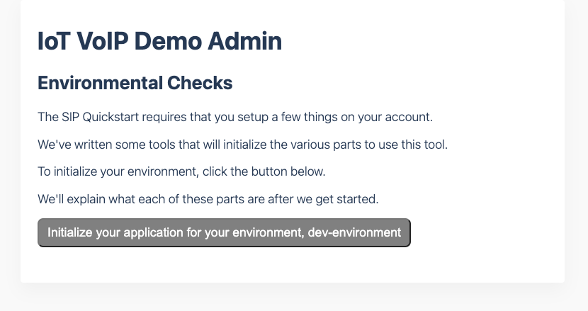 Initialize the backend app on the admin page.