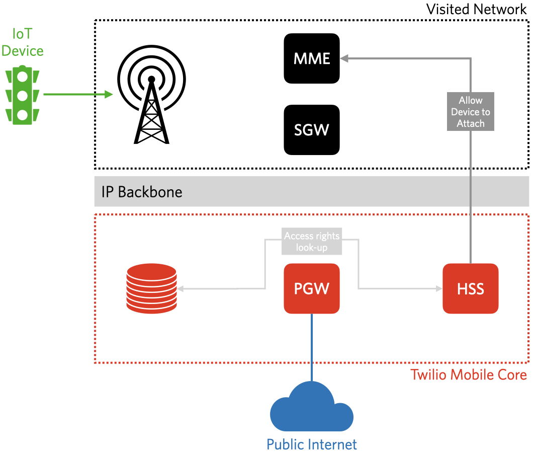The HSS authorizes device access to the network.