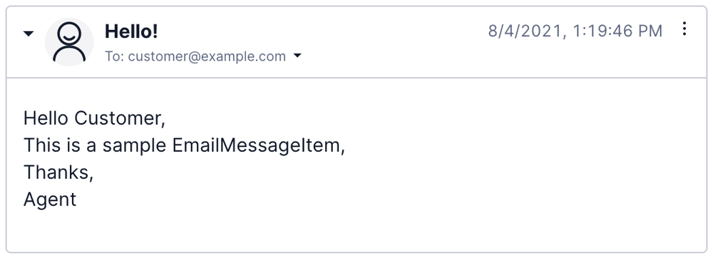 EmailMessageItem component.