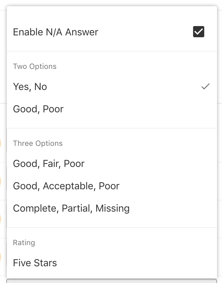 enable n/a answer.