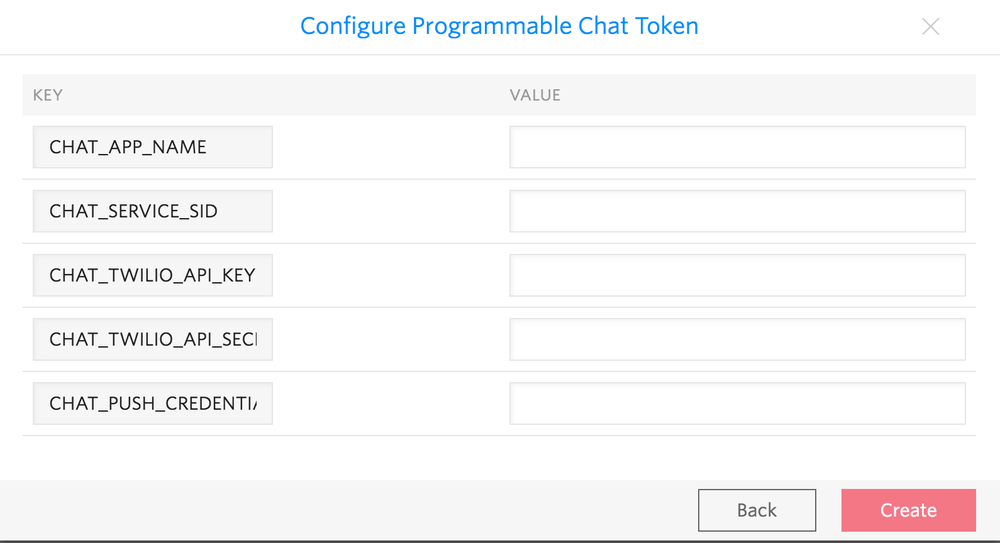 Chat Access Token Function Credentials.